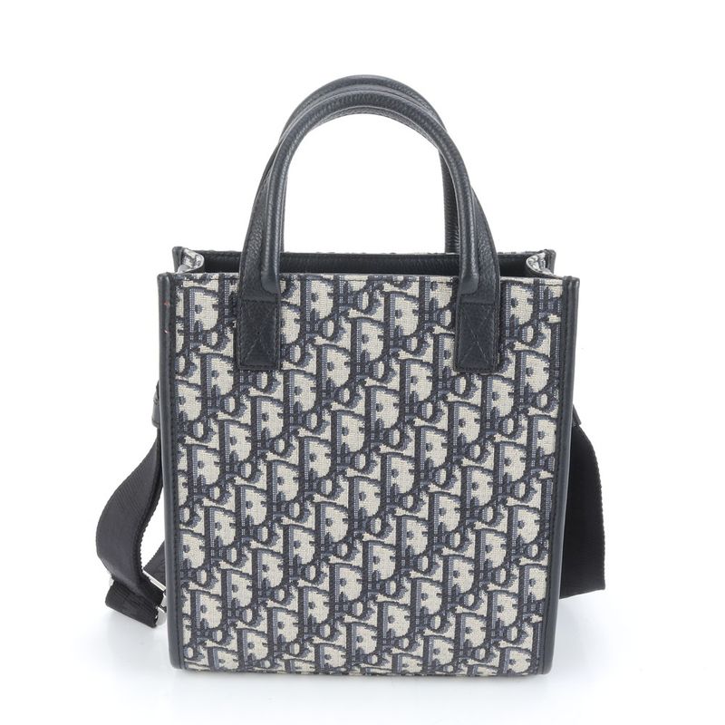 Dior Oblique Safari North South Leather 2WAY Shoulder Bag Crossbody Messenger