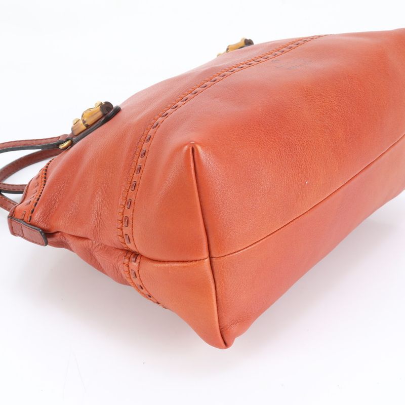 Gucci Bamboo Laid Back Crafty 339002 Leather Tote Bag Shoulder Hand Ladies RUE