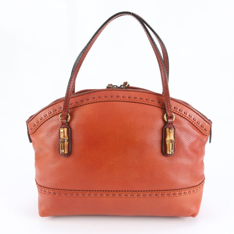 Gucci Bamboo Laid Back Crafty 339002 Leather Tote Bag Shoulder Hand Ladies RUE
