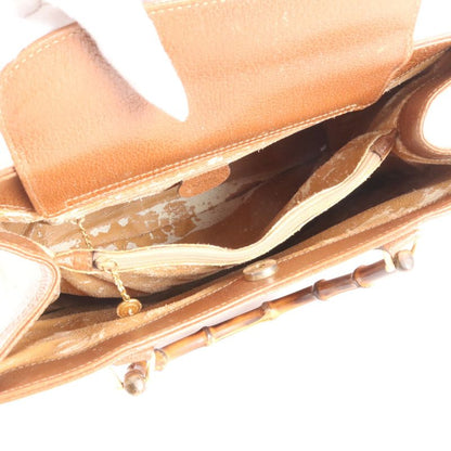 Vintage Old Gucci Bamboo Diana Leather Tote Bag Hand Brown A4 Ladies RUE De21-10