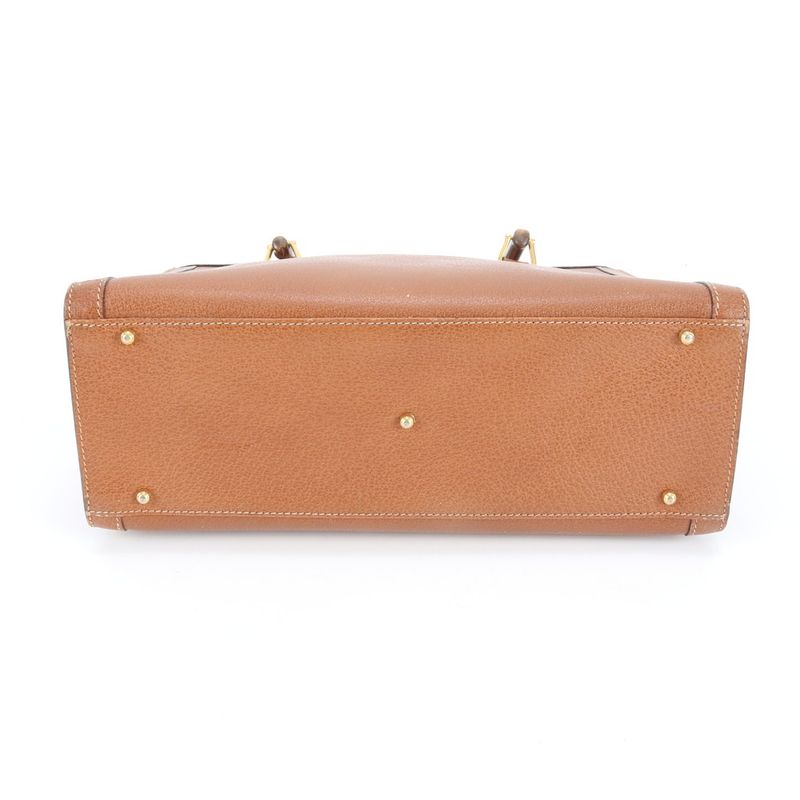 Vintage Old Gucci Bamboo Diana Leather Tote Bag Hand Brown A4 Ladies RUE De21-10