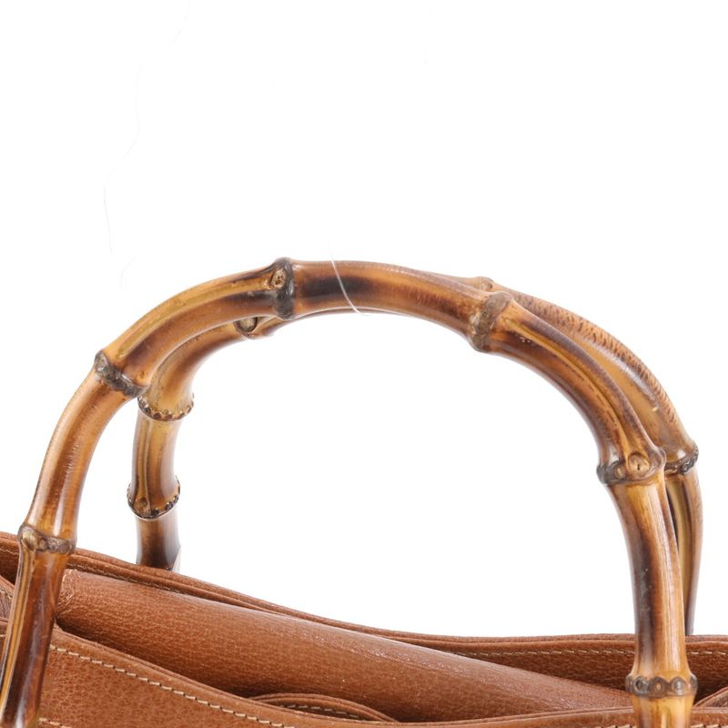Vintage Old Gucci Bamboo Diana Leather Tote Bag Hand Brown A4 Ladies RUE De21-10