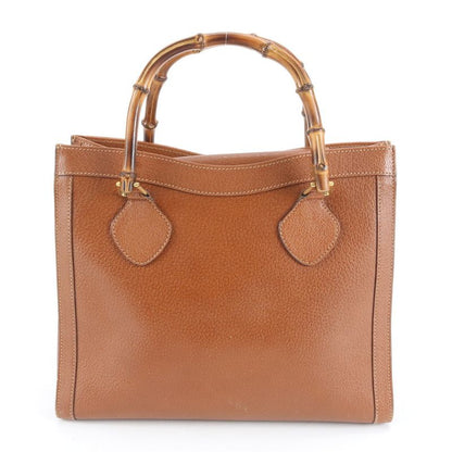 Vintage Old Gucci Bamboo Diana Leather Tote Bag Hand Brown A4 Ladies RUE De21-10