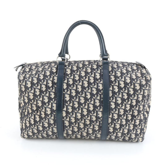 Christian Dior Trotter Leather Boston Bag Business Trip Tote Travel Navy A4