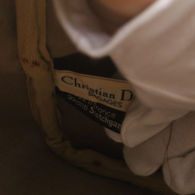 Christian Dior Trotter Leather Boston Bag Business Trip Tote Travel Navy A4