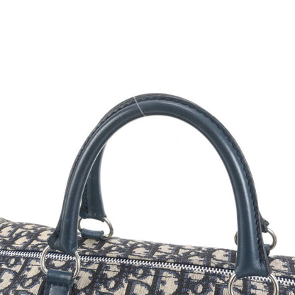 Christian Dior Trotter Leather Boston Bag Business Trip Tote Travel Navy A4