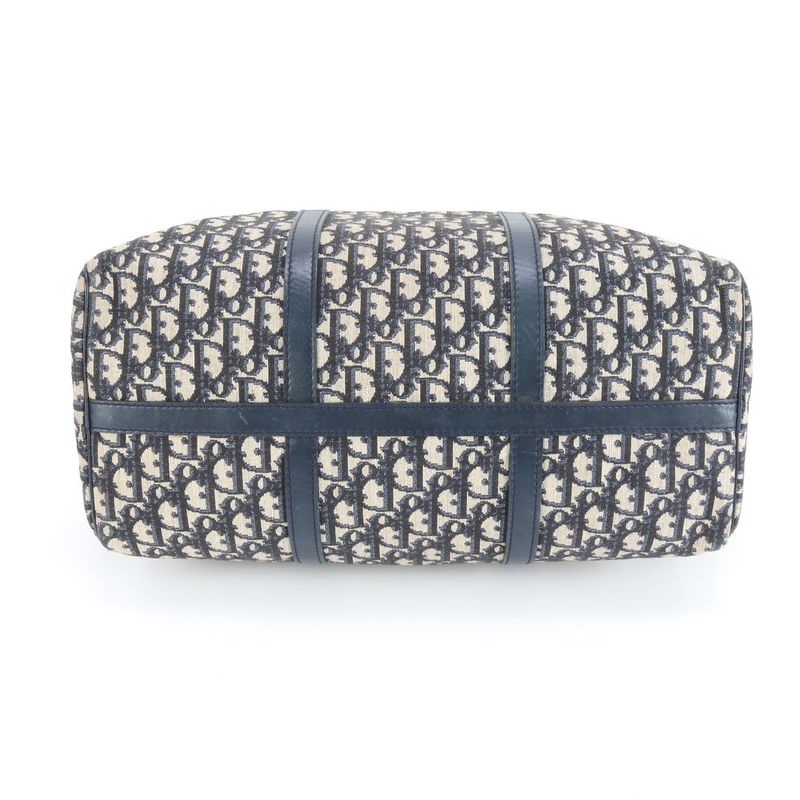 Christian Dior Trotter Leather Boston Bag Business Trip Tote Travel Navy A4