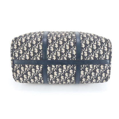 Christian Dior Trotter Leather Boston Bag Business Trip Tote Travel Navy A4