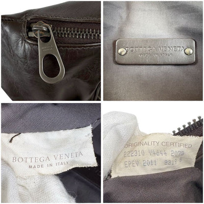 Bottega Veneta Intrecciato Leather Waist Pouch Crossbody Bag Dark Brown