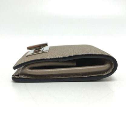 Fendi Coin Case Turnlock Leather Beige