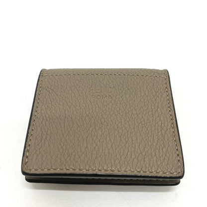 Fendi Coin Case Turnlock Leather Beige