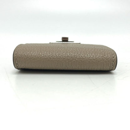 Fendi Coin Case Turnlock Leather Beige