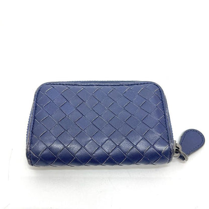 Bottega Veneta Coin Case Intrecciato 114075 Leather Blue