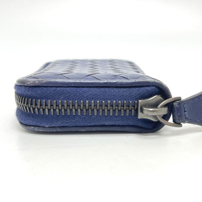 Bottega Veneta Coin Case Intrecciato 114075 Leather Blue