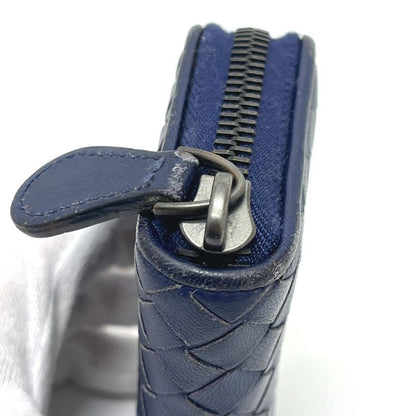 Bottega Veneta Coin Case Intrecciato 114075 Leather Blue