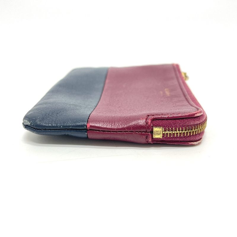 Celine Coin Case Logo Bicolor Leather Wine Red