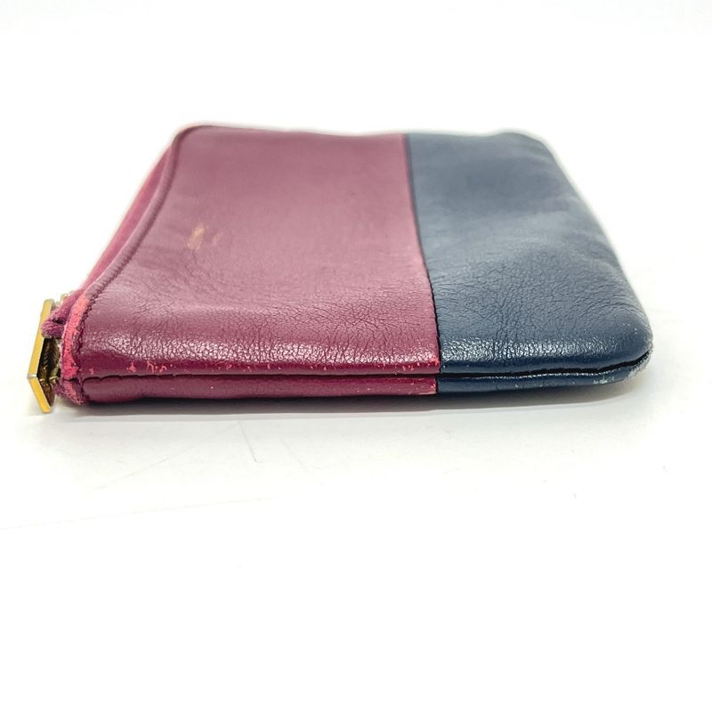 Celine Coin Case Logo Bicolor Leather Wine Red