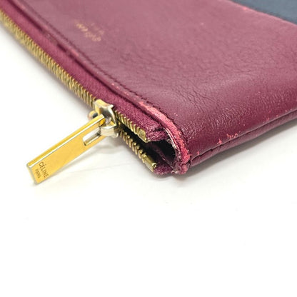 Celine Coin Case Logo Bicolor Leather Wine Red