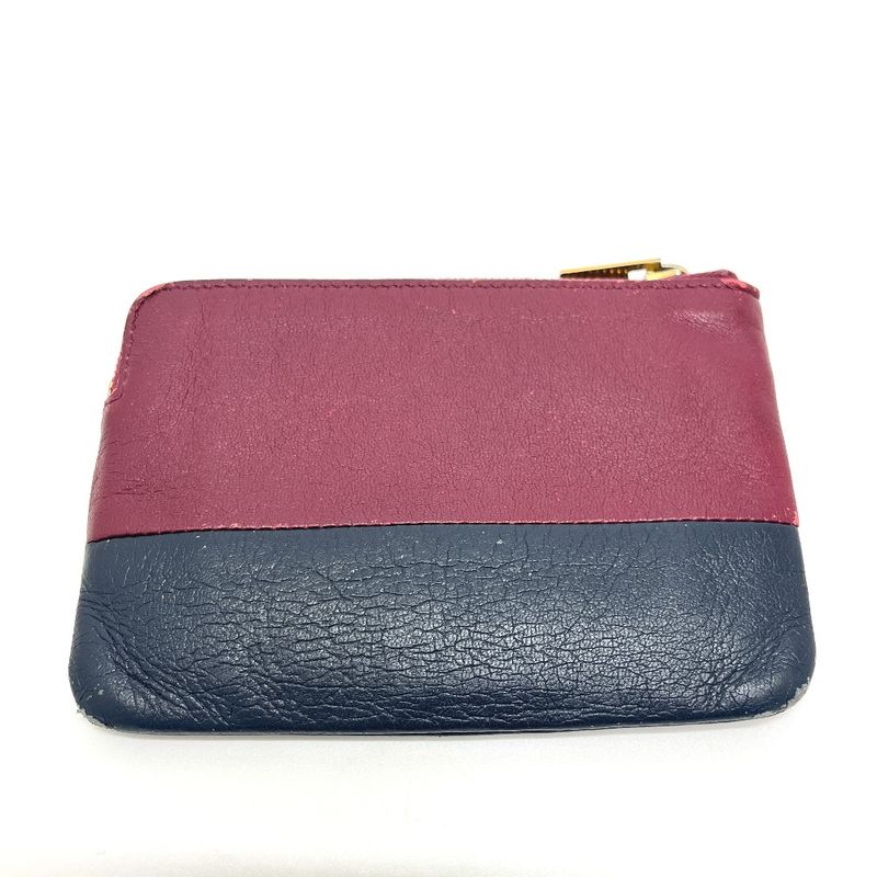 Celine Coin Case Logo Bicolor Leather Wine Red