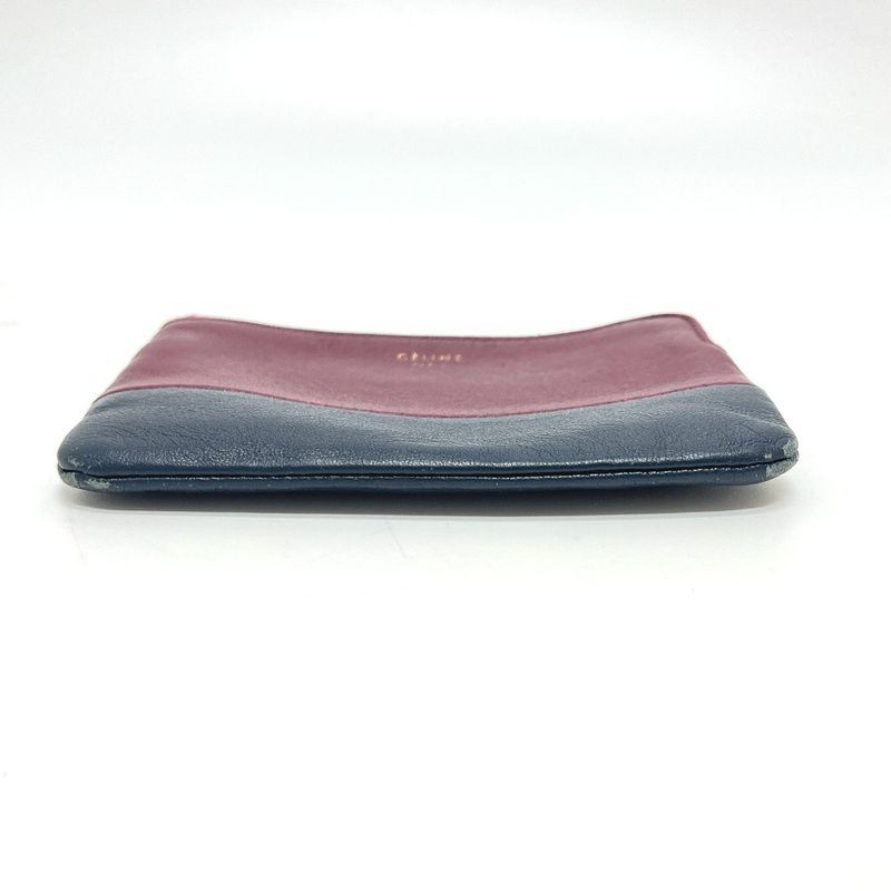 Celine Coin Case Logo Bicolor Leather Wine Red