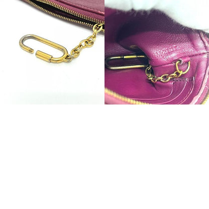 Celine Coin Case Logo Bicolor Leather Wine Red