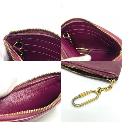 Celine Coin Case Logo Bicolor Leather Wine Red