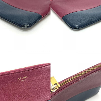 Celine Coin Case Logo Bicolor Leather Wine Red