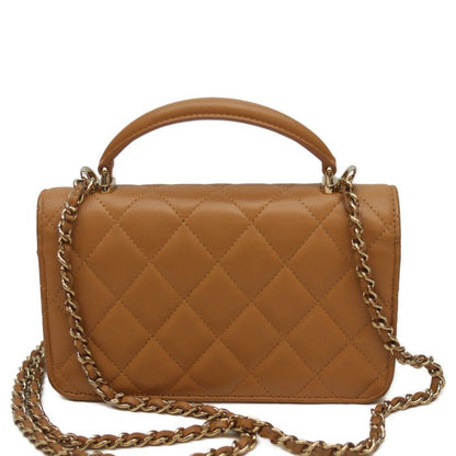 Chanel 22SS Ap3226 Camelbege Ram Ghardware Top Handle Chain Clutch Shoulder