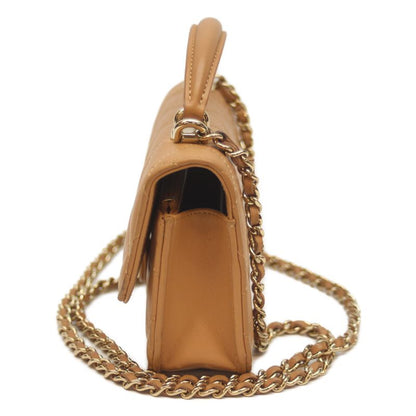 Chanel 22SS Ap3226 Camelbege Ram Ghardware Top Handle Chain Clutch Shoulder