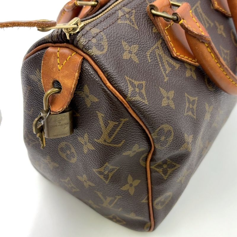Louis Vuitton Speedy 25 Old Shape Monogram Leather ×PVC Brown Handbag Gold