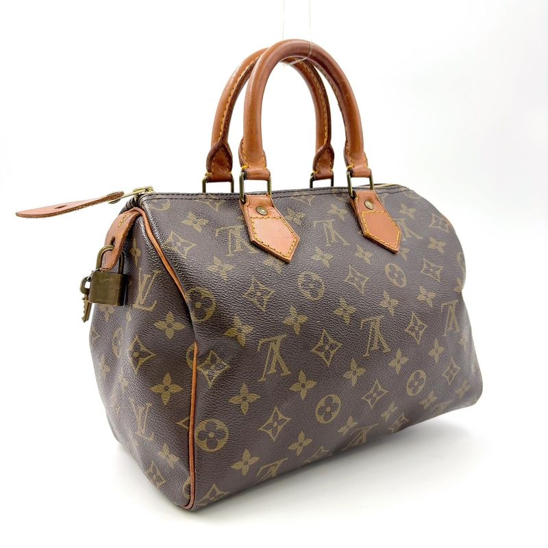 Louis Vuitton Speedy 25 Old Shape Monogram Leather ×PVC Brown Handbag Gold