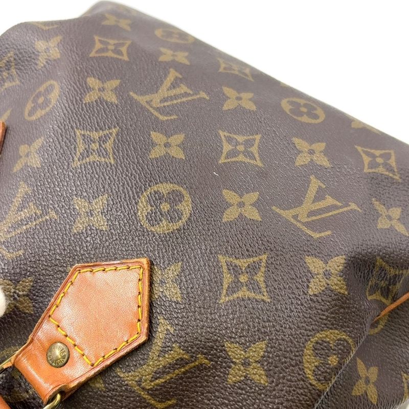Louis Vuitton Speedy 25 Old Shape Monogram Leather ×PVC Brown Handbag Gold