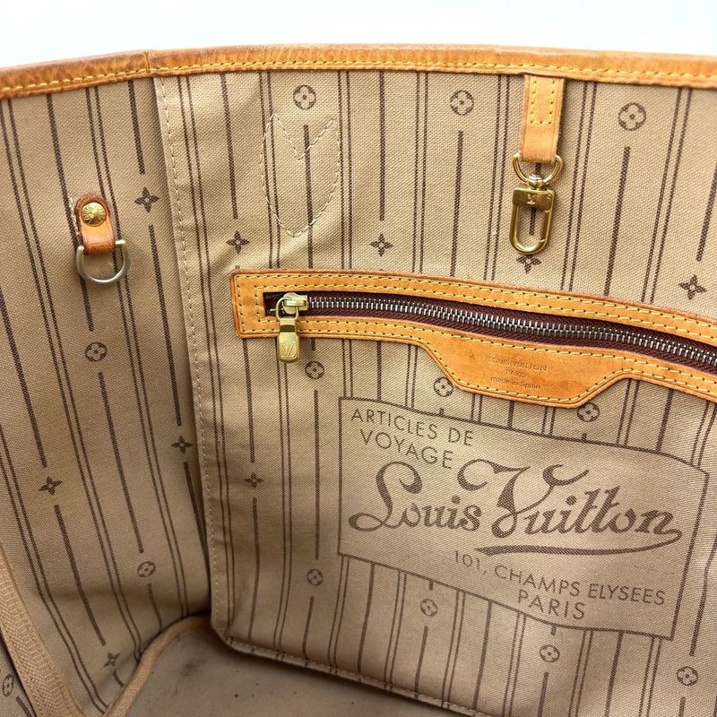 Louis Vuitton Neverfull MM Monogram Leather ×PVC Brown Tote Bag Gold M40156