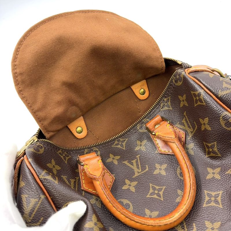Louis Vuitton Speedy 25 Old Shape Monogram Leather ×PVC Brown Handbag Gold