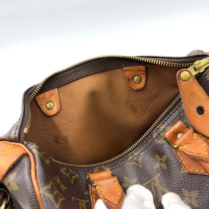 Louis Vuitton Speedy 25 Old Shape Monogram Leather ×PVC Brown Handbag Gold
