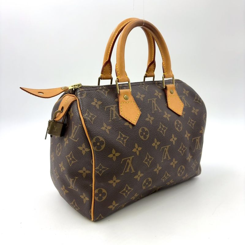 Louis Vuitton Speedy 25 Monogram Leather X PVC Brown Handbag Gold M41528
