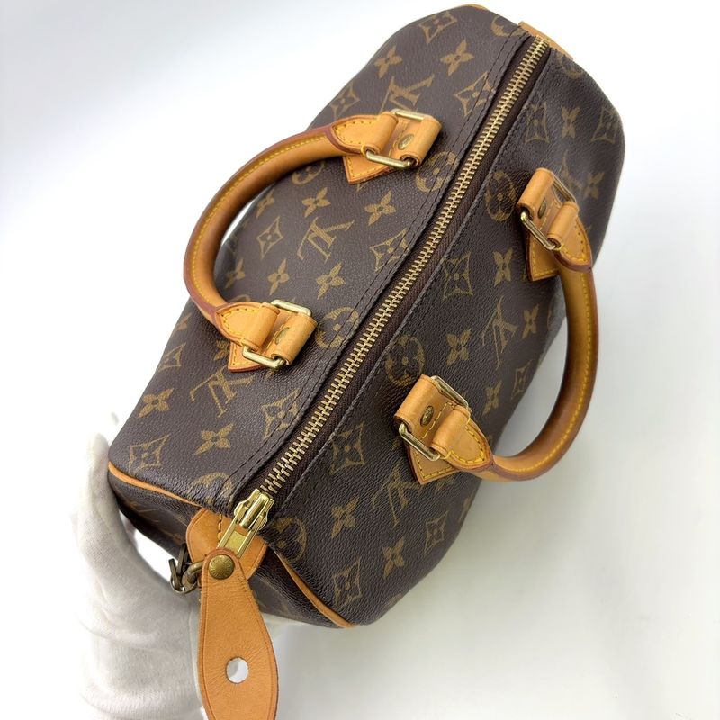 Louis Vuitton Speedy 25 Monogram Leather X PVC Brown Handbag Gold M41528
