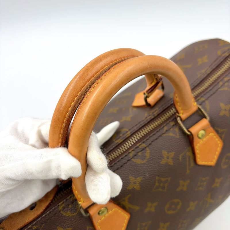Louis Vuitton Speedy 35 Monogram Leather X PVC Brown Handbag Gold M41524