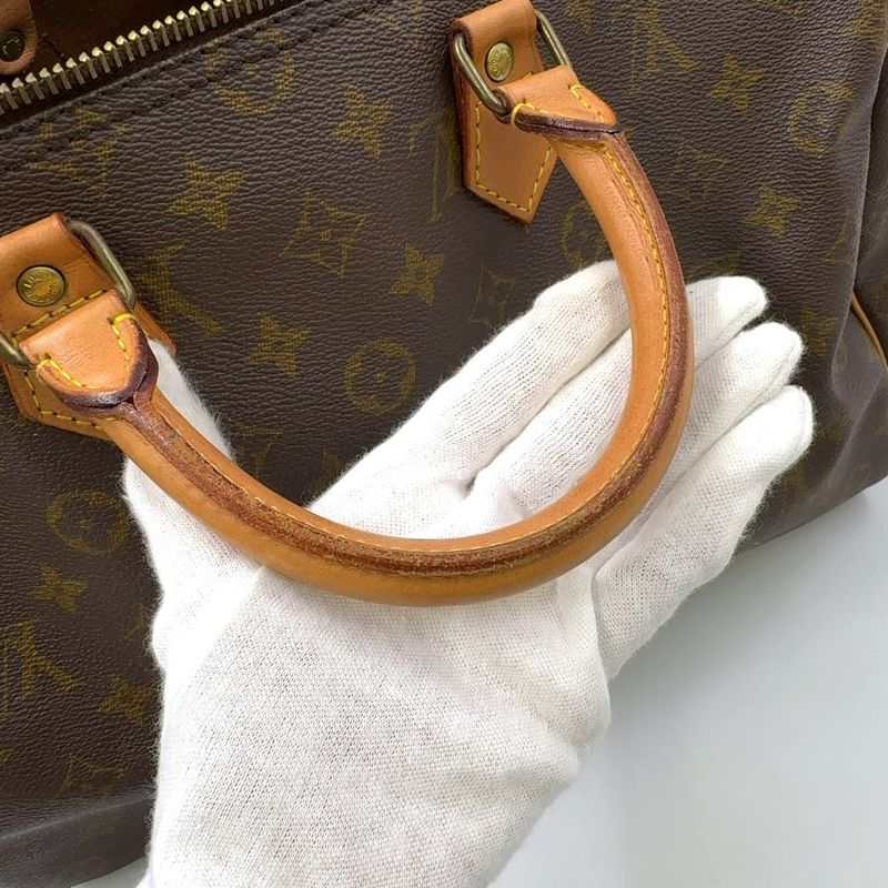 Louis Vuitton Speedy 35 Monogram Leather X PVC Brown Handbag Gold M41524
