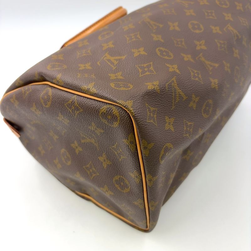 Louis Vuitton Speedy 35 Monogram Leather X PVC Brown Handbag Gold M41524