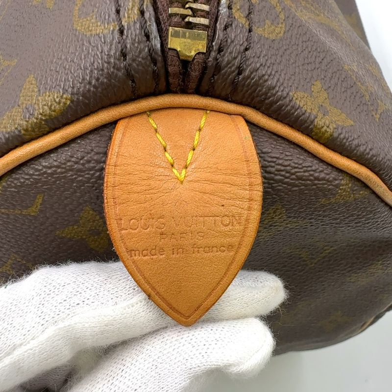 Louis Vuitton Speedy 35 Monogram Leather X PVC Brown Handbag Gold M41524