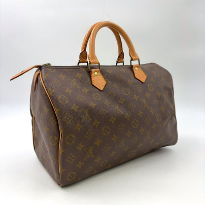 Louis Vuitton Speedy 35 Monogram Leather X PVC Brown Handbag Gold M41524
