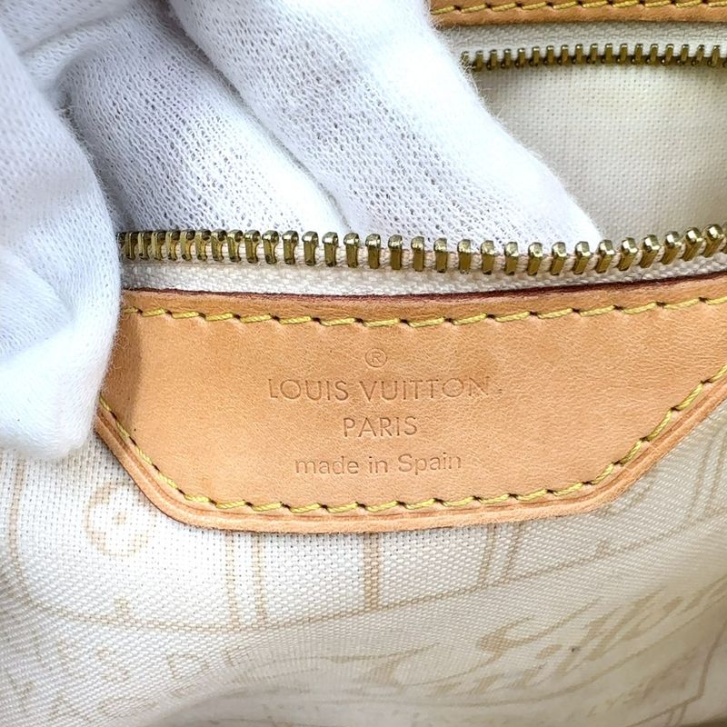 Louis Vuitton Neverfull MM Damier Azure Damier Azure Leather × PVC White Tote