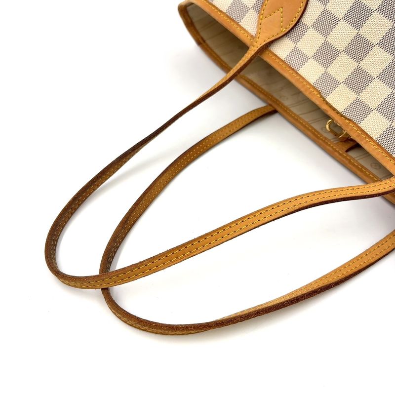 Louis Vuitton Neverfull MM Damier Azure Damier Azure Leather × PVC White Tote