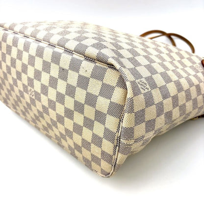 Louis Vuitton Neverfull MM Damier Azure Damier Azure Leather × PVC White Tote