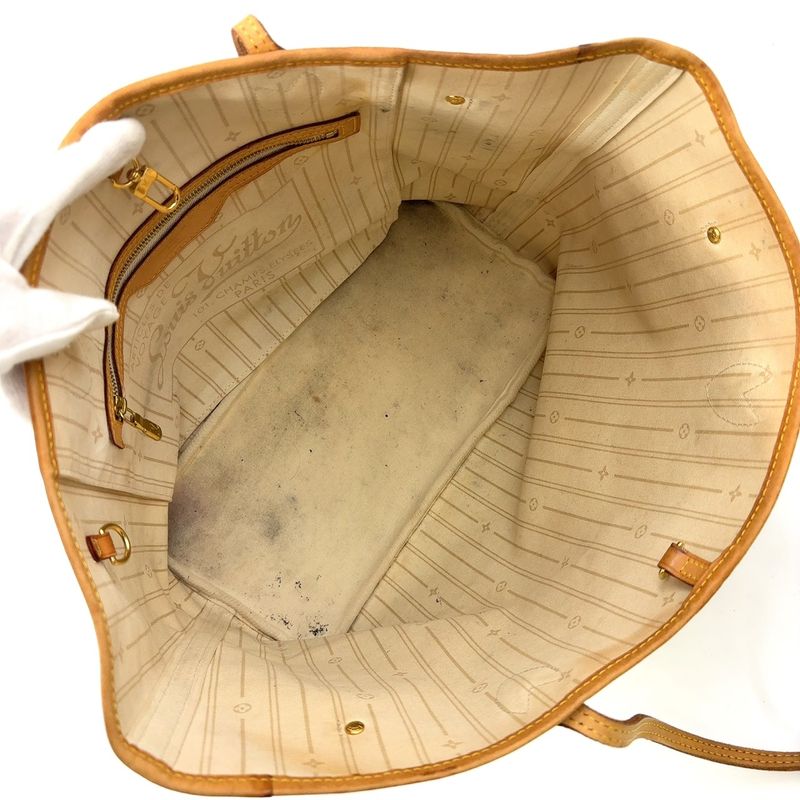 Louis Vuitton Neverfull MM Damier Azure Damier Azure Leather × PVC White Tote