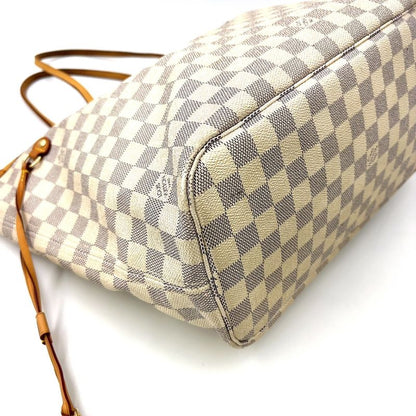 Louis Vuitton Neverfull MM Damier Azure Damier Azure Leather × PVC White Tote