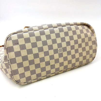 Louis Vuitton Neverfull MM Damier Azure Damier Azure Leather × PVC White Tote