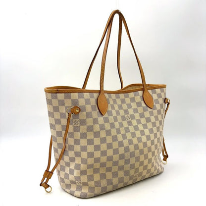 Louis Vuitton Neverfull MM Damier Azure Damier Azure Leather × PVC White Tote
