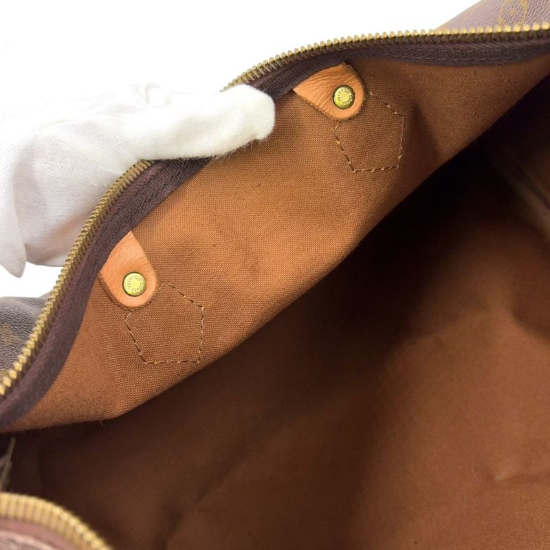 Louis Vuitton Speedy 35 Monogram Leather X PVC Brown Handbag Gold M41524